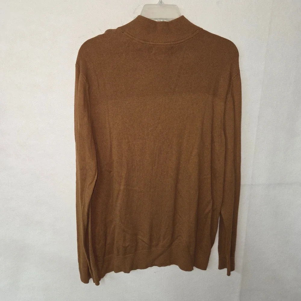 Banana Republic Men Brown Premium Luxe Yarn Quarter Zip Sweater XL Silk Cashmere